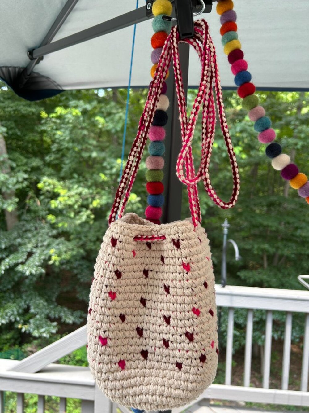 Handmade Crochet Bucket Crossbody Bag Tote - Picture 7 of 7